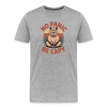 Pas de panique Be Capy Design rétro vintage capybara - T-shirt bio Premium Homme - gris chiné - Devant - Damien (186cm)