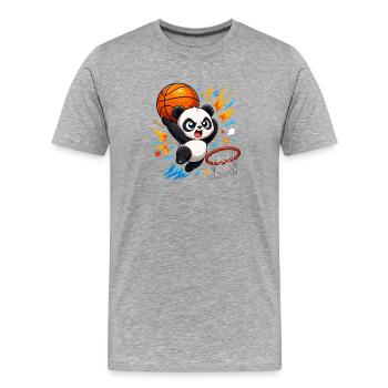 Puissant Panda Slam Dunk - T-shirt bio Premium Homme - gris chiné - Devant - Damien (186cm)