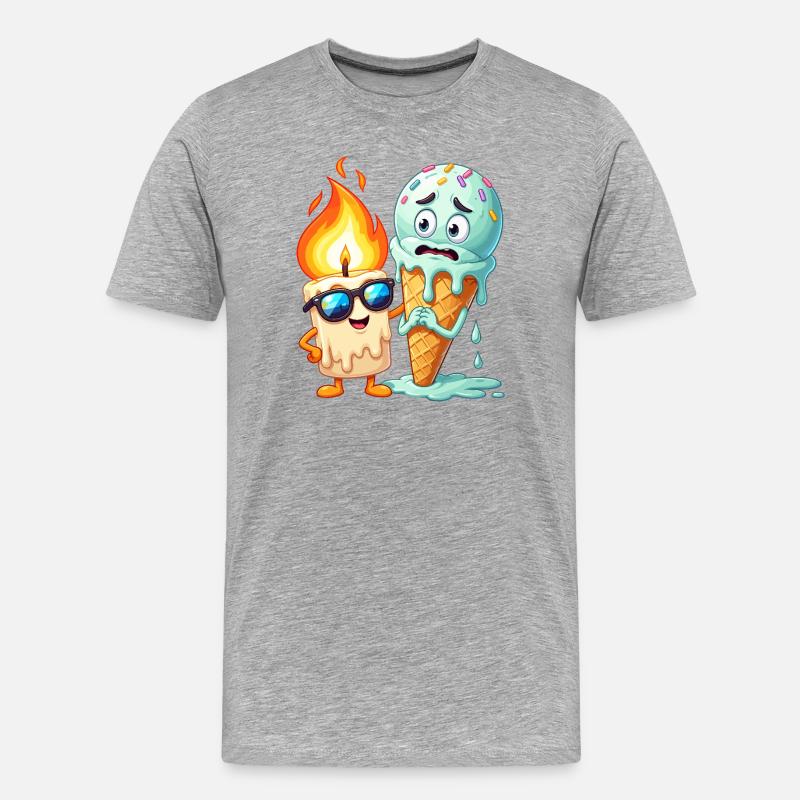 Flammenfreund Eiscreme Duo - Männer Premium Bio T-Shirt - Grau meliert