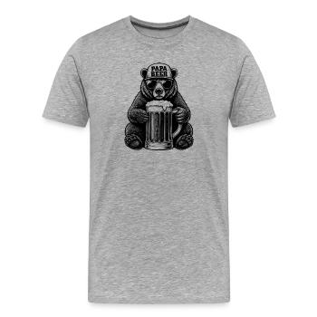 Papa Beer Vater Bär Bier Humor Geschenkidee - Männer Premium Bio T-Shirt - Grau meliert - Vorne - Damien (186cm)