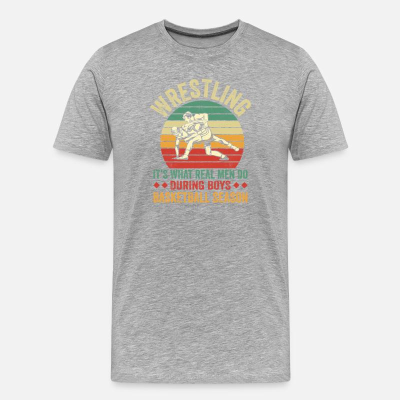 Ringen vs Basketball Retro-Design - Männer Premium Bio T-Shirt - Grau meliert