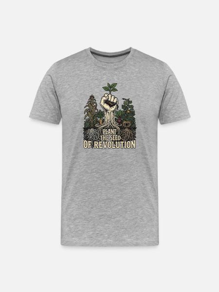 Plant The Revolution - Männer Premium Bio T-Shirt - Grau meliert
