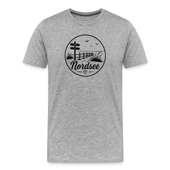 Nordsee Wegweiser Strand Dünenweg Küsten liebe - Männer Premium Bio T-Shirt - Grau meliert - Vorne - Damien (186cm)