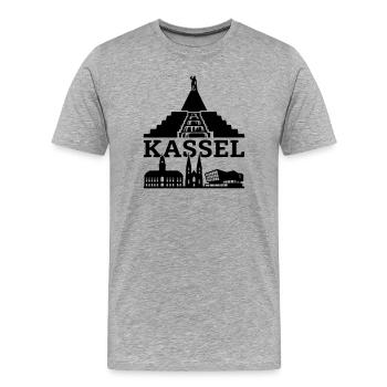 Kassel Wahrzeichen Silhouette - Männer Premium Bio T-Shirt - Grau meliert - Vorne - Damien (186cm)