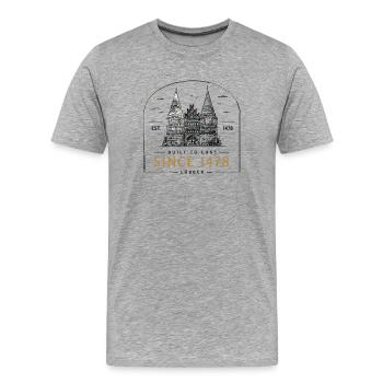 Lübeck Holstentor construit depuis 1478 jusqu’à la fin de l’Est - T-shirt bio Premium Homme - gris chiné - Devant - Damien (186cm)