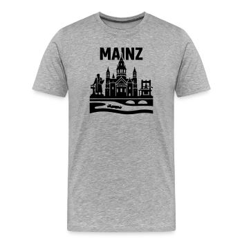 Mainz Silhouette Wahrzeichen - Männer Premium Bio T-Shirt - Grau meliert - Vorne - Damien (186cm)
