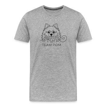 Team Pom One Line Art Pomeranian Pomeranian dog - Men's Premium Organic T-Shirt - heather grey - Front - Damien (186cm)