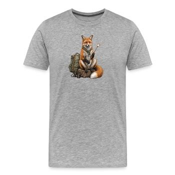 Fox camper explorer hiking - Men's Premium Organic T-Shirt - heather grey - Front - Damien (186cm)