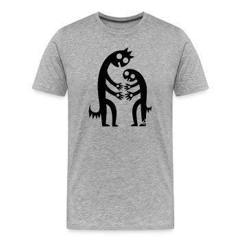 Des figures abstraites s’embrassent dans le monochrome créatif - T-shirt bio Premium Homme - gris chiné - Devant - Damien (186cm)