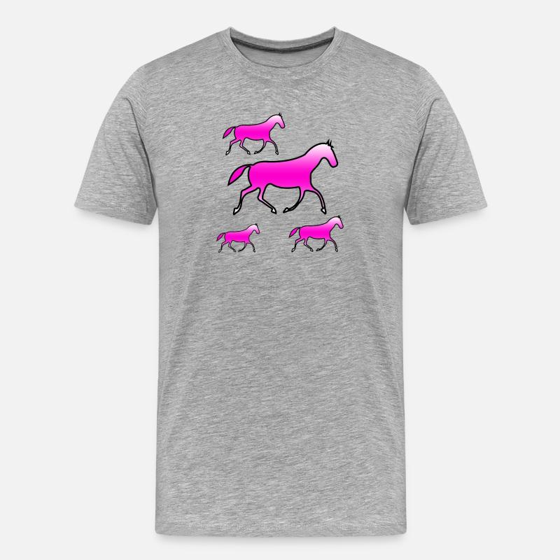 Pferde - Männer Premium Bio T-Shirt - Grau meliert