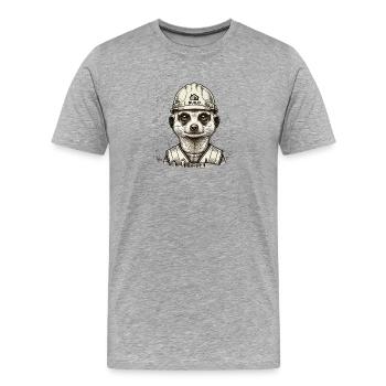 Cool Construction Worker Meerkat Vintage Style - Men's Premium Organic T-Shirt - heather grey - Front - Damien (186cm)