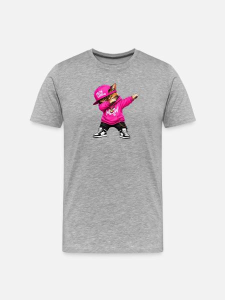 Dabbing Cat - Men's Premium Organic T-Shirt - heather grey
