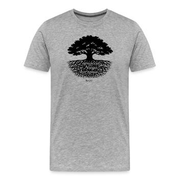 Vatertags-T-Shirt Wurzeln schlagen Kol 2 - Männer Premium Bio T-Shirt - Grau meliert - Vorne - Damien (186cm)