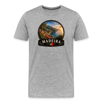 Madeira Funchal Paradies Blumen Atlantik Urlaub - Männer Premium Bio T-Shirt - Grau meliert - Vorne - Damien (186cm)