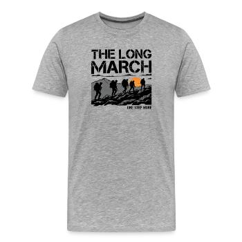 Der Lange Marsch Bergsteiger-Trek - Männer Premium Bio T-Shirt - Grau meliert - Vorne - Damien (186cm)