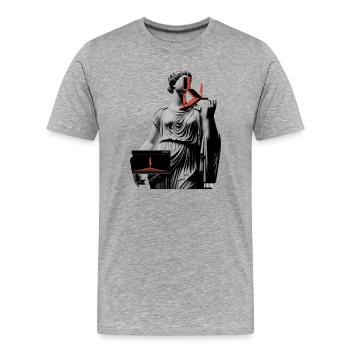 Glitch Antiquity: Stages of Presence - Men's Premium Organic T-Shirt - heather grey - Front - Damien (186cm)