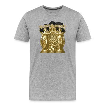 Blason d’or de la Majesté & la Dignité - T-shirt bio Premium Homme - gris chiné - Devant - Damien (186cm)