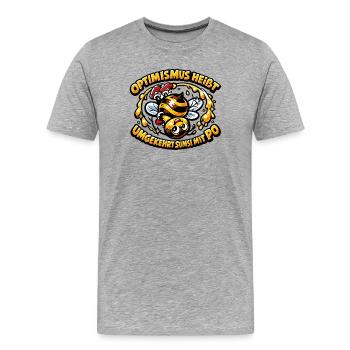 Optimismus-Biene mit Honigträumen - Männer Premium Bio T-Shirt - Grau meliert - Vorne - Damien (186cm)
