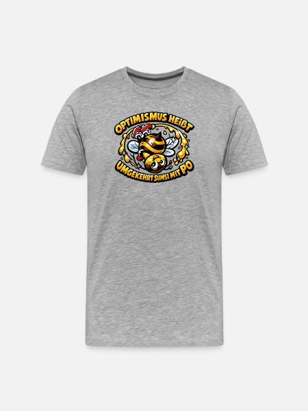 Optimismus-Biene mit Honigträumen - Männer Premium Bio T-Shirt - Grau meliert