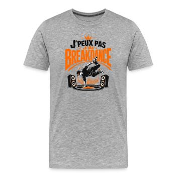 J’Peux Pas J’Ai Breakdance - T-shirt bio Premium Homme - gris chiné - Devant - Damien (186cm)