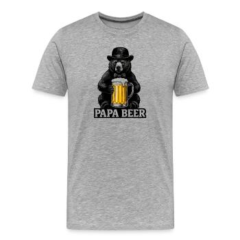 Papa Beer Vater Bär Bier Humor Geschenkidee - Männer Premium Bio T-Shirt - Grau meliert - Vorne - Damien (186cm)