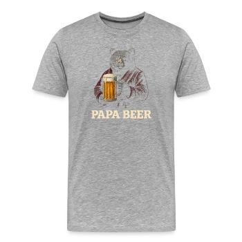 Papa Beer Father Bear Beer Humor Gift Idea - Men's Premium Organic T-Shirt - heather grey - Front - Damien (186cm)