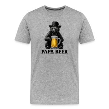 Papa Beer Vater Bär Bier Humor Geschenkidee - Männer Premium Bio T-Shirt - Grau meliert - Vorne - Damien (186cm)
