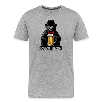 Papa Beer Vater Bär Bier Humor Geschenkidee - Männer Premium Bio T-Shirt - Grau meliert - Vorne - Damien (186cm)