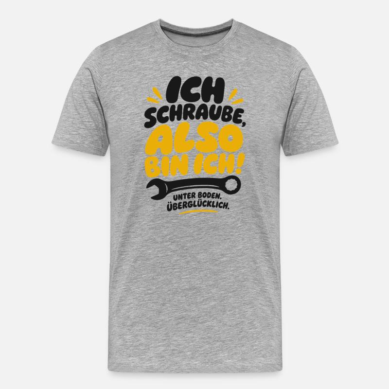 Also bin ich Schraube Spruch - Männer Premium Bio T-Shirt - Grau meliert