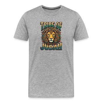 Lion Tribe Judah Artwork - Men's Premium Organic T-Shirt - heather grey - Front - Damien (186cm)