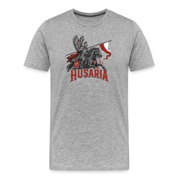 Husaria Red Rider - Men's Premium Organic T-Shirt - heather grey - Front - Damien (186cm)