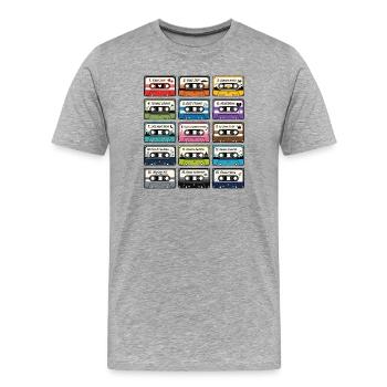 Collection de Cassettes Audio Rétro - T-shirt bio Premium Homme - gris chiné - Devant - Damien (186cm)
