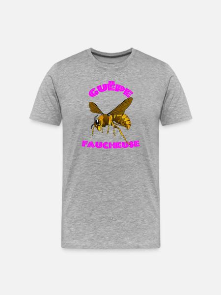 Vector Reaper Wespe – Rosa Bogendesign - Männer Premium Bio T-Shirt - Grau meliert
