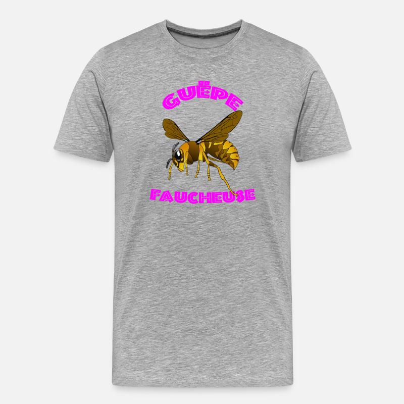 Vector Reaper Wespe – Rosa Bogendesign - Männer Premium Bio T-Shirt - Grau meliert