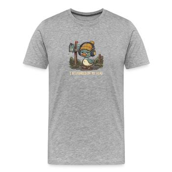 T-shirt drôle de canard introverti - T-shirt bio Premium Homme - gris chiné - Devant - Damien (186cm)