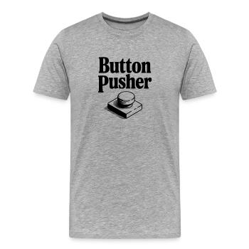 Presseur de boutons - T-shirt bio Premium Homme - gris chiné - Devant - Damien (186cm)