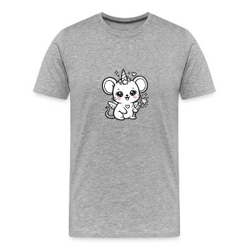 Magic Mouse Kawaii Fantasy – Mignonne Magic Mouse - T-shirt bio Premium Homme - gris chiné - Devant - Damien (186cm)