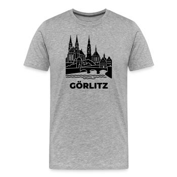 Görlitz Silhouette Wahrzeichen - Männer Premium Bio T-Shirt - Grau meliert - Vorne - Damien (186cm)