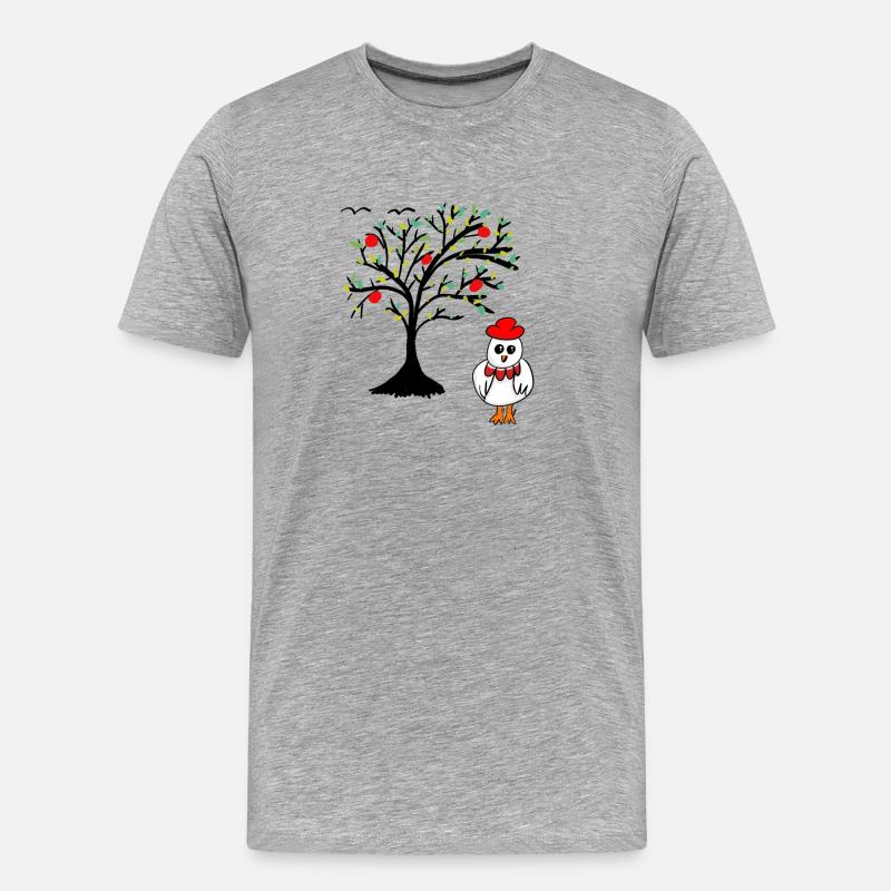 Apfelbaum Huhn Henne Hühner Baum  - Männer Premium Bio T-Shirt - Grau meliert