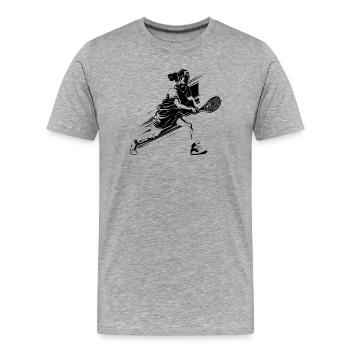 Tennisspieler Zeichnung - Männer Premium Bio T-Shirt - Grau meliert - Vorne - Damien (186cm)