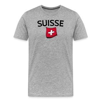 Suisse Suisse Suisse  - T-shirt bio Premium Homme - gris chiné - Devant - Damien (186cm)