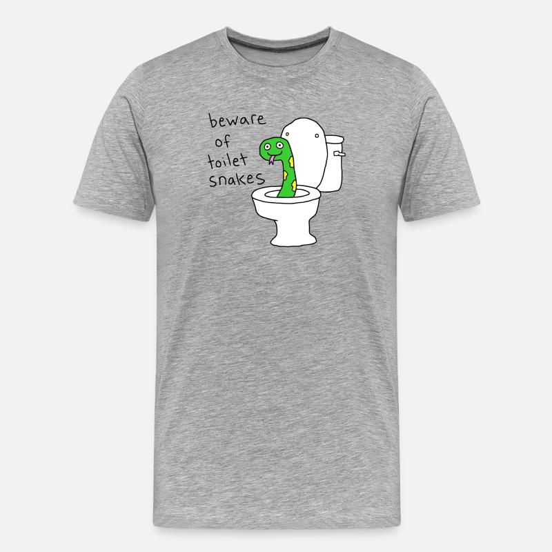 Vorsicht vor Toilettenschlangen - Männer Premium Bio T-Shirt - Grau meliert