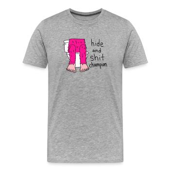 Hide And Shit Champion - T-shirt bio Premium Homme - gris chiné - Devant - Damien (186cm)