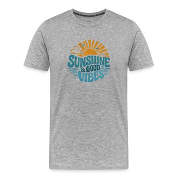 Sunshine vibes and good energy - Men's Premium Organic T-Shirt - heather grey - Front - Damien (186cm)