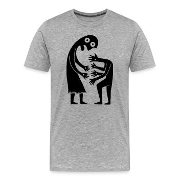 Figures abstraites rencontrent un monochrome créatif - T-shirt bio Premium Homme - gris chiné - Devant - Damien (186cm)