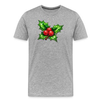 Holly with Berries - Men's Premium Organic T-Shirt - heather grey - Front - Damien (186cm)