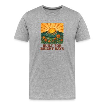 Sonnenaufgang über Berge und Blüten - Männer Premium Bio T-Shirt - Grau meliert - Vorne - Damien (186cm)