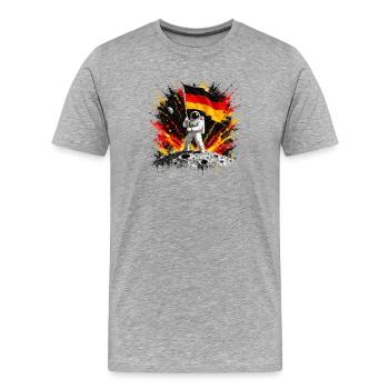 Astronaut mit Deutschlandflagge auf Mond - Männer Premium Bio T-Shirt - Grau meliert - Vorne - Damien (186cm)