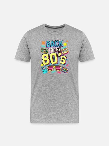 80s Neon Retro Revival - Men's Premium Organic T-Shirt - heather grey