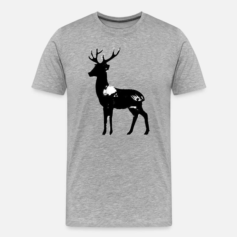 Hirsch  - Männer Premium Bio T-Shirt - Grau meliert